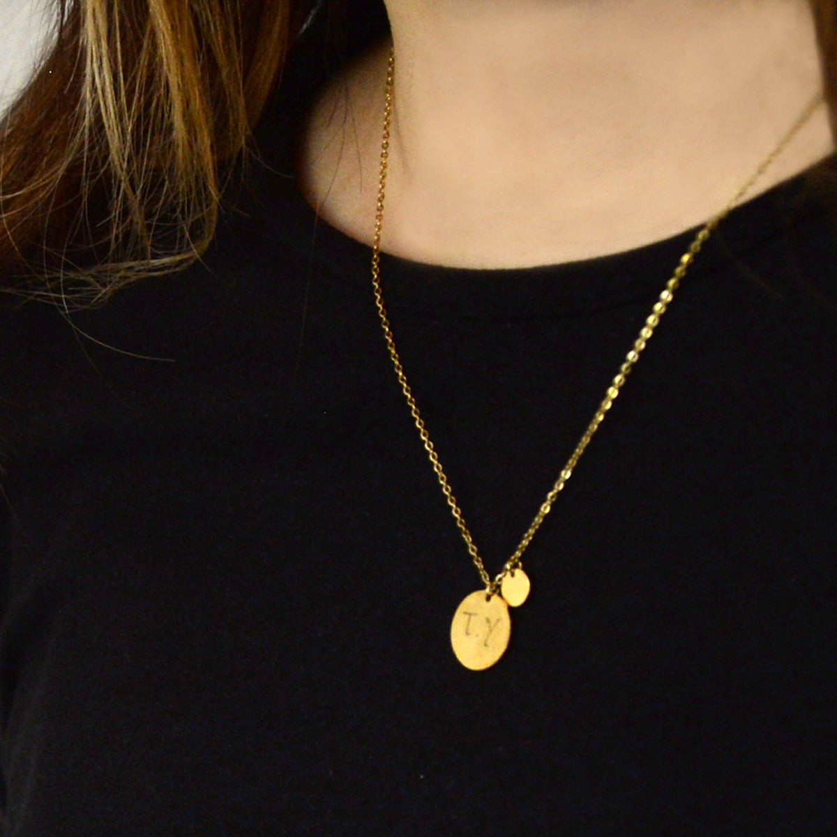 14K ゴールデンプレートネックレス サージカルステンレス316L (金属アレルギー対応) 刻印無料 オールシーズンジュエリー 誕生日 ギフト オールシーズン プレゼント プチプライス シンプル かわいい 大人