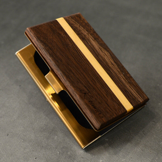 職人の気まぐれ天然木名刺入れ【KIMAGURE(キマグレ)】木製名入れ無料名刺ケース「ウォールナット×ヒバ」カードケースオリジナル手作り世界に一つ名刺10~15枚メンズレディース男性女性ブランドおしゃれ