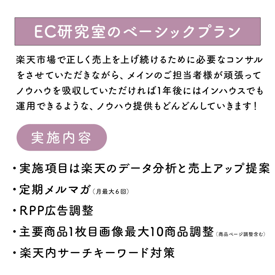 楽天市場コンサル運営と定期メルマガ配信とRPP運用プラン