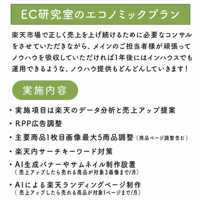 楽天市場コンサルとRPP運用と楽天商品画像1制作のSEO対策画像作成付きプラン（AI生成サムネ作成）