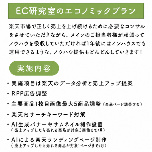 楽天市場コンサルとRPP運用と楽天商品画像1制作のSEO対策画像作成付きプラン（AI生成サムネ作成）