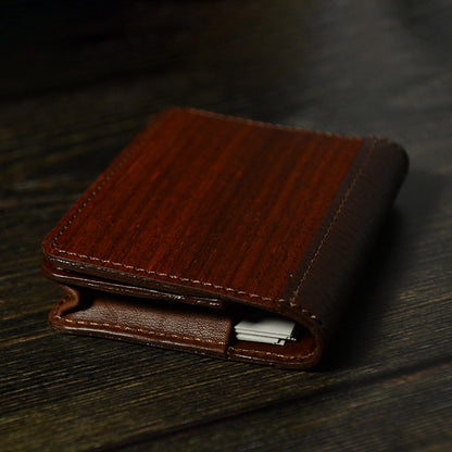 天然木とレザーの名刺入れ 薄型 名刺入れ メンズ カードケース ギフト プレゼント 男性 名入れ無料