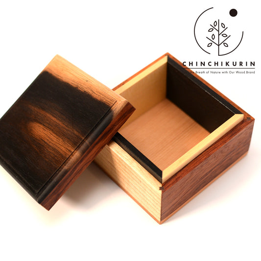 世界に一つの木製小物入れ CHINCHIKURIN 手作り おしゃれ ブビンガ・クロガキ・ケヤキ・セン・ヒバ
