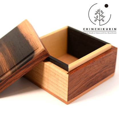 世界に一つの木製小物入れ CHINCHIKURIN 手作り おしゃれ ブビンガ・クロガキ・ケヤキ・セン・ヒバ