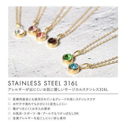 ネックレス 誕生石 サージカルステンレス316L (金属アレルギー対応)  モチーフ 金属アレルギー対応 レディース ギフト オールシーズン プレゼント プチプライス シンプル かわいい レディース 42cm 48cm 女性 アクセサリー 誕生石 ネックレス 5月 4月 選べる 刻印