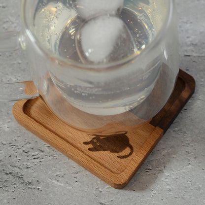 木製コースター1枚猫黒猫「木まぐれ(KIMAGURE)」スクエアおしゃれ木製雑貨ギフトプレゼントコップ置き木のコースター木製ウッド食器洋食器小物キッチン雑貨トレーカフェ風男性女性メンズレディース