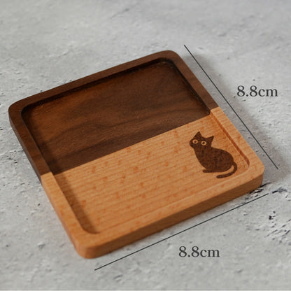 木製コースター1枚猫黒猫「木まぐれ(KIMAGURE)」スクエアおしゃれ木製雑貨ギフトプレゼントコップ置き木のコースター木製ウッド食器洋食器小物キッチン雑貨トレーカフェ風男性女性メンズレディース