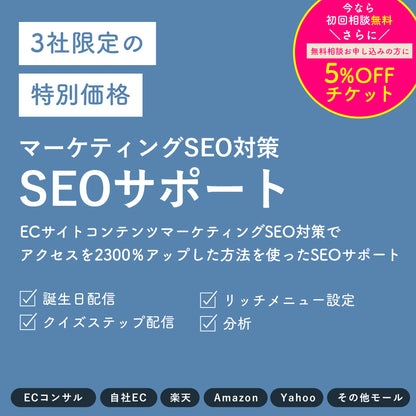 ECサイトコンテンツマーケティングSEO対策でアクセスを2300％アップした方法を使ったSEOサポート【お試しチケット】